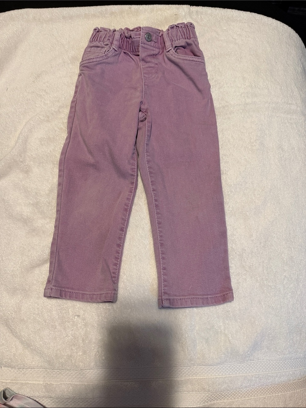 Girls' Mauve Elastic-Waist Jeans